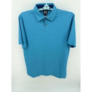 FootJoy Mens Golf Polo Shirt Blue Micro Dot Pattern Short Sleeve Size Large
